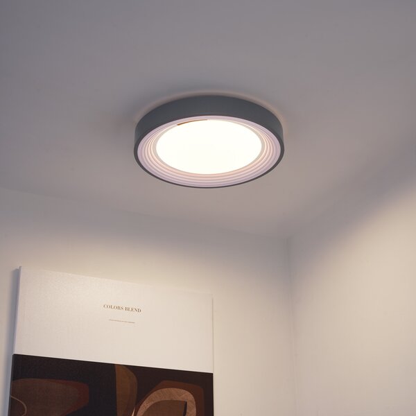 Plafoniera moderna grigia con bianco 38cm incl. LED dimmerabile RGB - Kanton