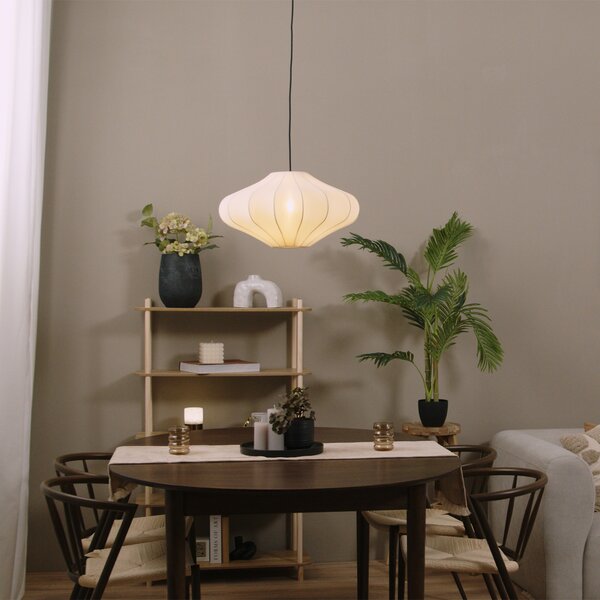 Lampada a sospensione Japandi beige con paralume in tessuto 50cm - Plu