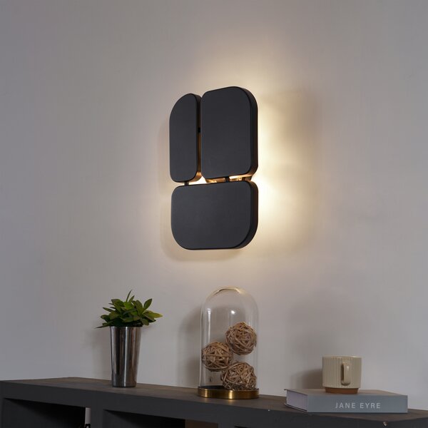 Lampada da parete di design nera a 3 luci - Planes