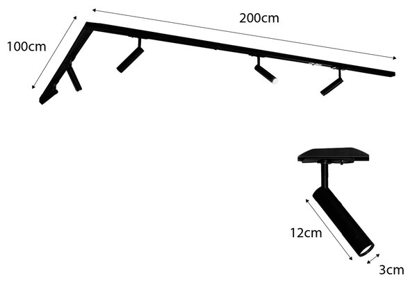 Sistema di illuminazione a binario moderno con 5 faretti bianchi monofase - Iconic Ivy