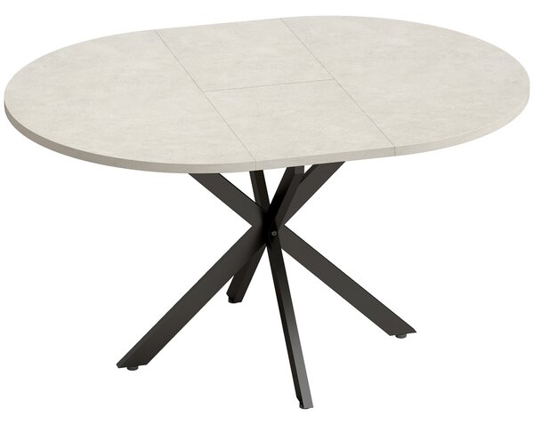 Tavolo Pranzo Allungabile 4-6 Posti 135x100x75 cm con Allunga a Farfalla e Base a X in MDF e Acciaio Grigio Cemento