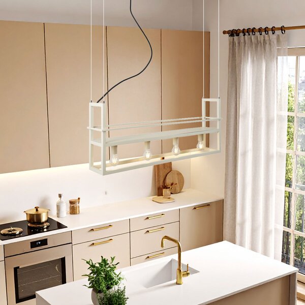 Lampada a sospensione industriale beige a 4 luci - Cage Rack