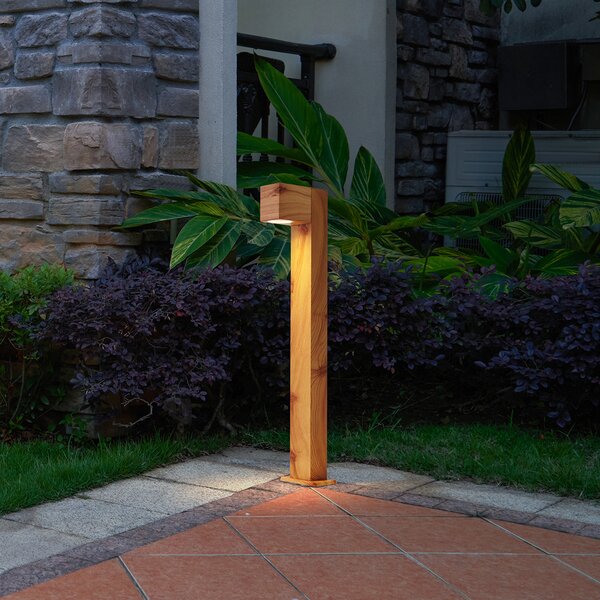 Lampada da esterno in alluminio con stampa legno, picchetto e pressacavo 65cm IP44 - Baleno