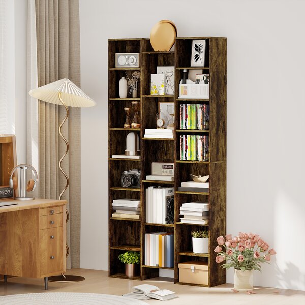 HOMCOM Libreria Moderna in Legno Alta 181 cm con 21 Scomparti e 10 Ripiani Regolabili, Marrone Rustico | Aosom Italy