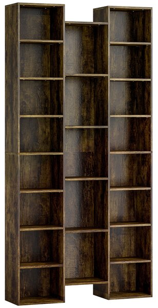 HOMCOM Libreria Moderna in Legno Alta 181 cm con 21 Scomparti e 10 Ripiani Regolabili, Marrone Rustico | Aosom Italy