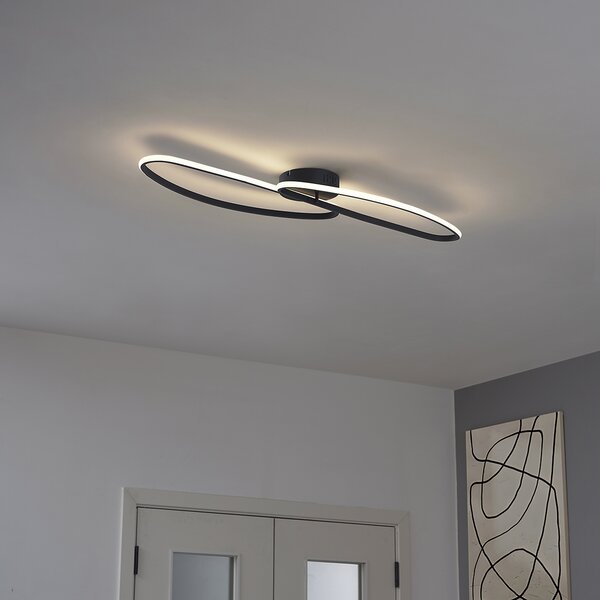 Plafoniera di design nero opaco 65 cm dimmerabile a 3 livelli 2 luci - Pepe