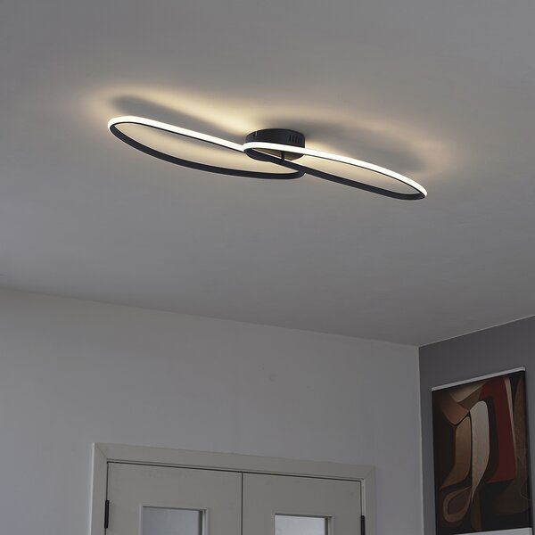 Plafoniera di design nera 100 cm con LED dimmerabile a 3 livelli 2 luci - Pepe