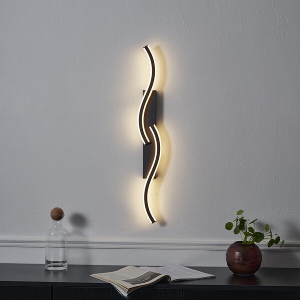 Lampada da parete di design nera dimmerabile a 3 livelli 2 luci - Bummy