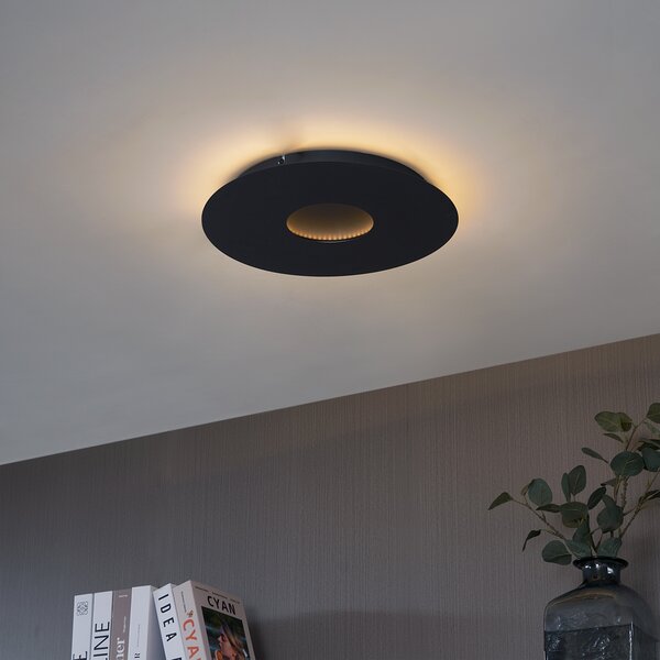 Plafoniera moderna nera 40cm con LED dimmerabile a 3 livelli - Morning