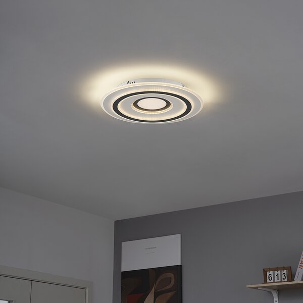 Plafoniera di design bianca con cerchi grigio scuro con LED dimmerabile - Taylor