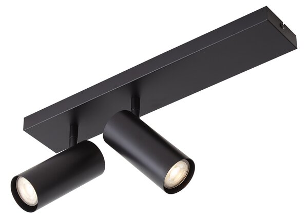 Faretto da soffitto moderno nero a 2 luci orientabili - Renna