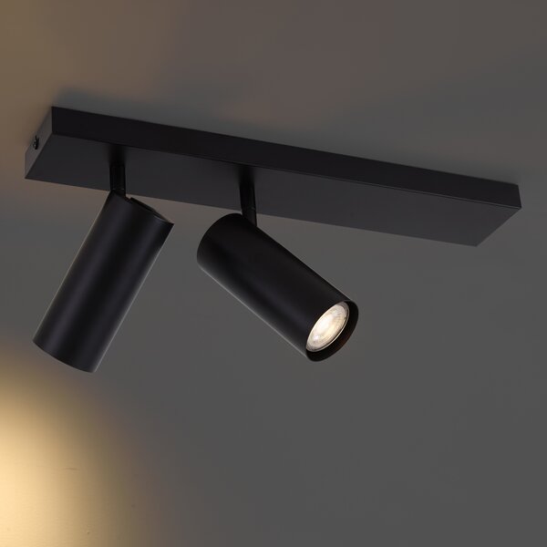 Faretto da soffitto moderno nero a 2 luci orientabili - Renna