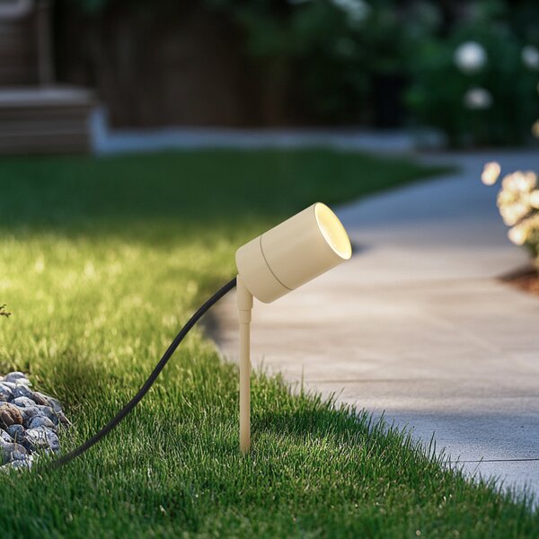 Faretto a picchetto beige GU10 50mm regolabile IP44 con cavo e spina - Solo