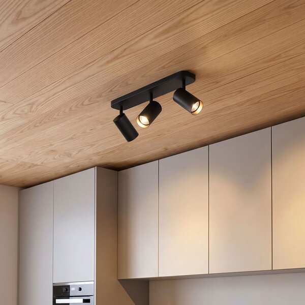 Plafoniera moderna nera 3 luci GU10 70mm - Jeana Luxe