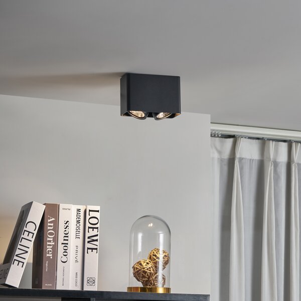 Faretto di design da superficie nero GU10 70mm 2-luci orientabile e inclinabile - Vox