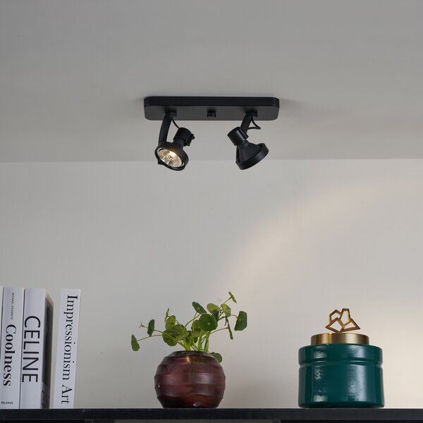 Faretto da soffitto di design nero GU10 70mm 2 luci regolabile - Vo