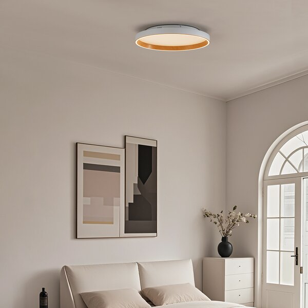 Plafoniera di design bianca con legno 60 cm incl. LED con interruttore a 3 vie - Ingo