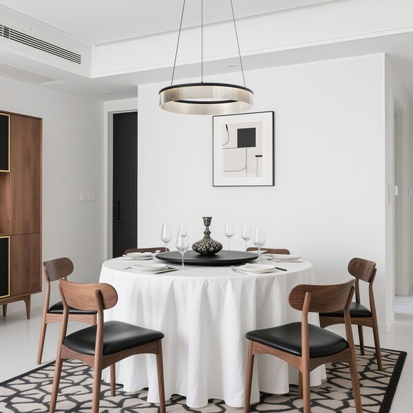 Lampada a sospensione moderna nera 59cm incl. LED dimmerabile a 3 livelli - Anello Chandelier
