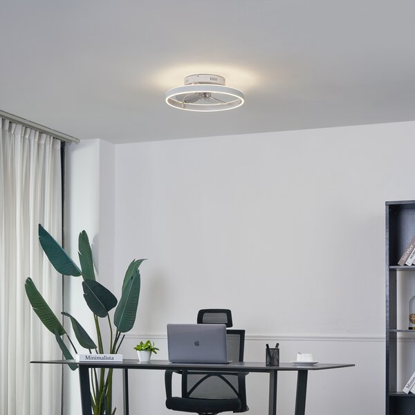 Ventilatore da soffitto bianco 50 cm con LED dimmerabile e telecomando - Maddy