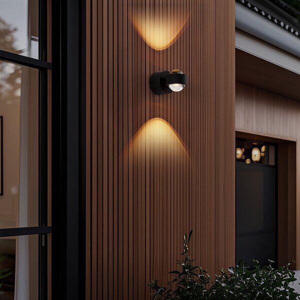 Lampada da parete di design nera con LED IP44 - Lens