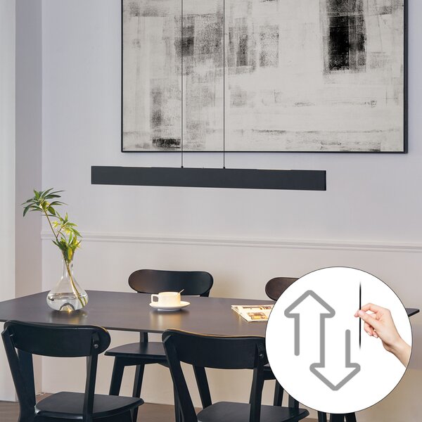 Lampada a sospensione moderna nera con LED dimmerabile a 3 livelli Easylift - Straight