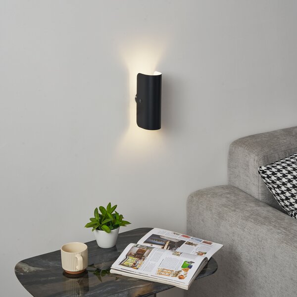 Lampada da parete moderna nera a 2 luci - Gotthard