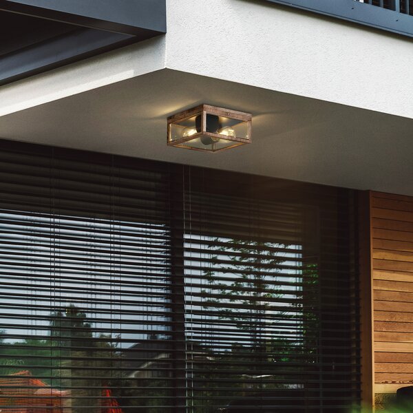 Plafoniera industriale stampa legno IP44 2 luci - Charlois