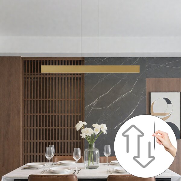 Lampada a sospensione moderna ottone con LED dimmerabile a 3 livelli Easylift - Straight