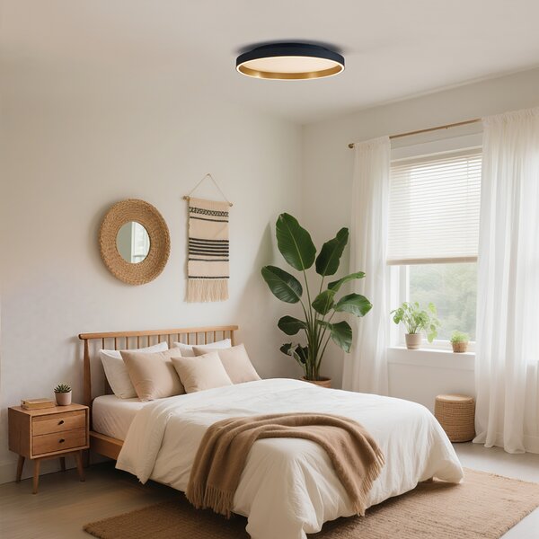 Plafoniera di design nera con oro 60 cm con LED con interruttore a 3 vie - Ingo