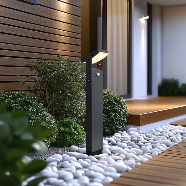 Lampada da esterno da palo grigio scuro con sensore di movimento 60cm IP54 solare - Judge