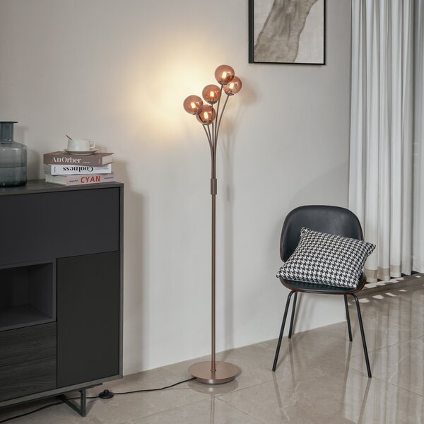Lampada da terra di design bronzo con vetro bronzo 5 luci - Athens