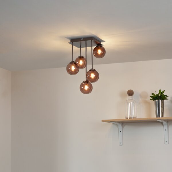 Plafoniera di design bronzo con vetro bronzo 5 luci - Athens