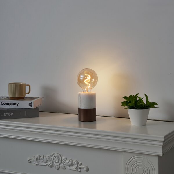 Lampada da tavolo moderna bronzo con marmo bianco - Marissa