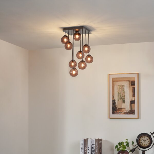 Plafoniera di design bronzo con vetro bronzo 9 luci - Athens