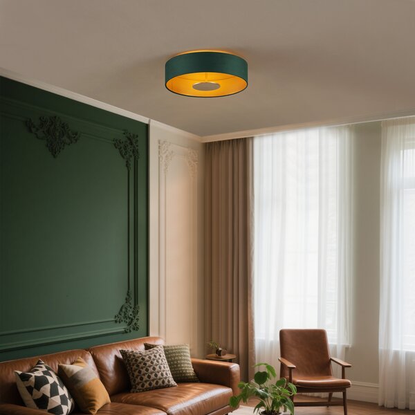 Plafoniera moderna in velluto verde con LED dimmerabile a 3 livelli - Bredow