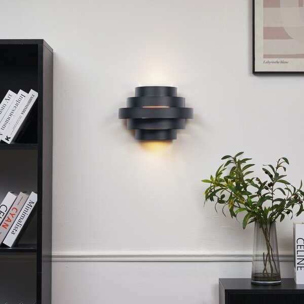 Lampada da parete moderna nera con LED dimmerabile a 3 livelli - Lines