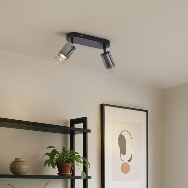 Faretto da soffitto moderno color canna di fucile a 2 luci ruotabile e regolabile - Drain