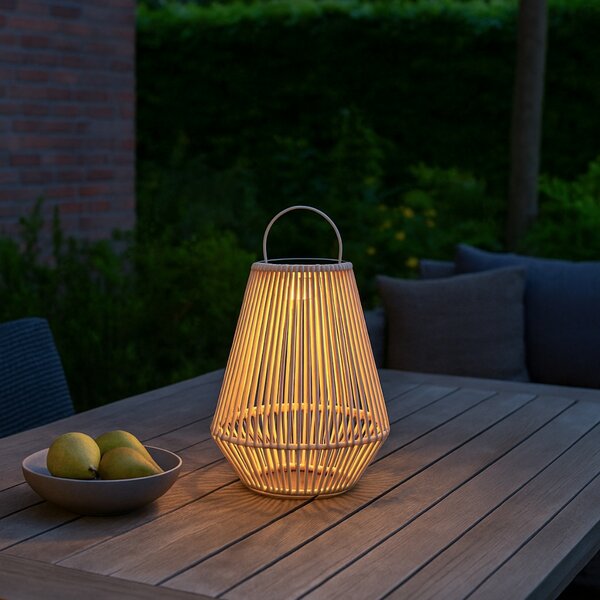 Lampada da tavolo bohémien beige con LED dimmerabile a 3 livelli IP54 ricaricabile a energia solare - Duca