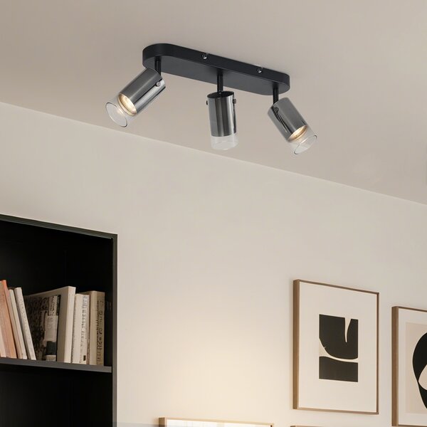 Faretto da soffitto moderno color canna di fucile a 3 luci ruotabile e regolabile - Drain