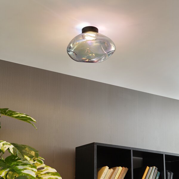 Plafoniera di design nera con vetro arcobaleno - Gemma