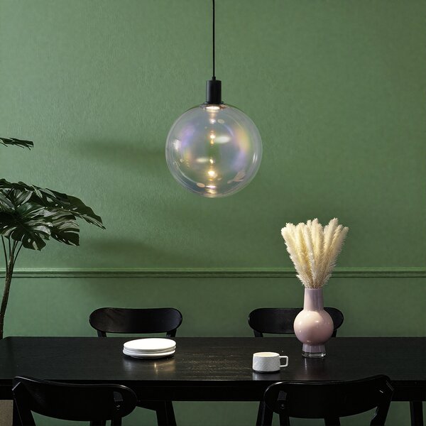 Lampada a sospensione di design nera con vetro arcobaleno 35cm - Mallon