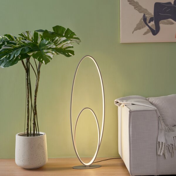 Lampada da terra di design beige con LED dimmerabile a 3 livelli - Boomerang