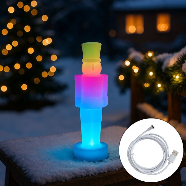 Lampada da tavolo natalizia bianca con LED dimmerabile e ricaricabile RGBW-IC - Schiaccianoci
