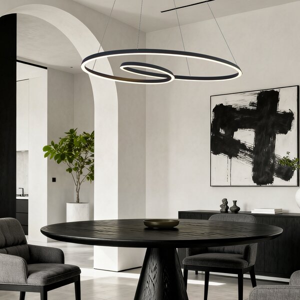 Lampada a sospensione scandinava nera 110 cm con LED dimmerabile a 3 livelli - Circuit