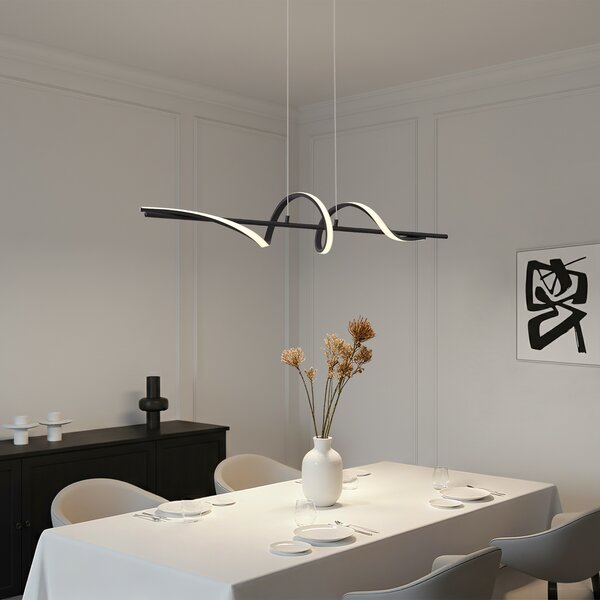 Lampada a sospensione di design nera 110 cm con LED dimmerabile a 3 livelli - Wokkel