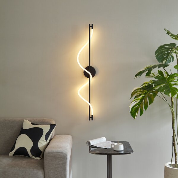 Lampada da parete moderna nera con LED dimmerabile a 3 livelli - Twirl