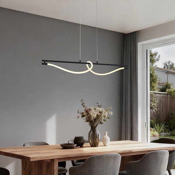 Lampada a sospensione moderna nera con LED dimmerabile a 3 livelli - Twirl