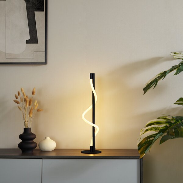 Lampada da tavolo moderna nera con LED dimmerabile a 3 livelli - Twirl