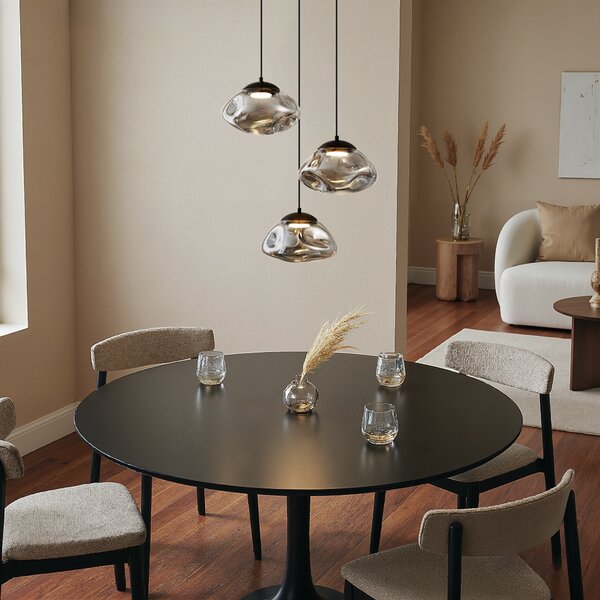 Lampada a sospensione di design Nera con vetro fumé 3 luci - Gus