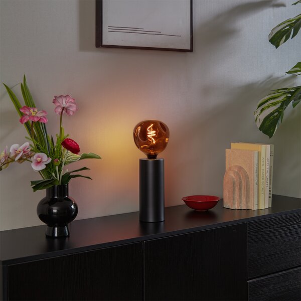 Lampada da tavolo moderna nera 24 cm - Cylinder